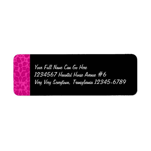 Swanky Hot Pink Leopard Print & Black Return Address Label (Front)