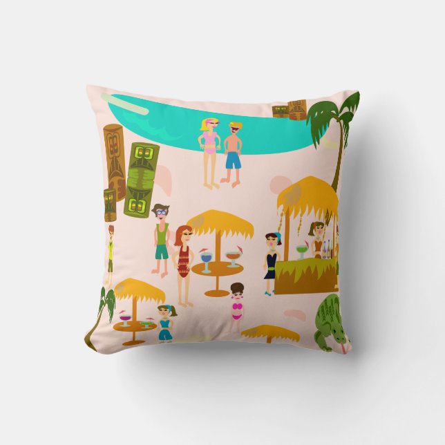Swanky Pool Party Illustration Cushion (Front)