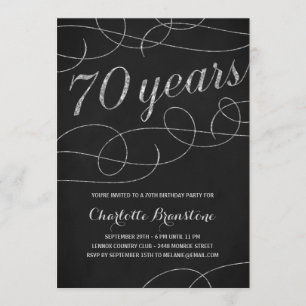 Swanky Silver 70th Birthday Party Invitation