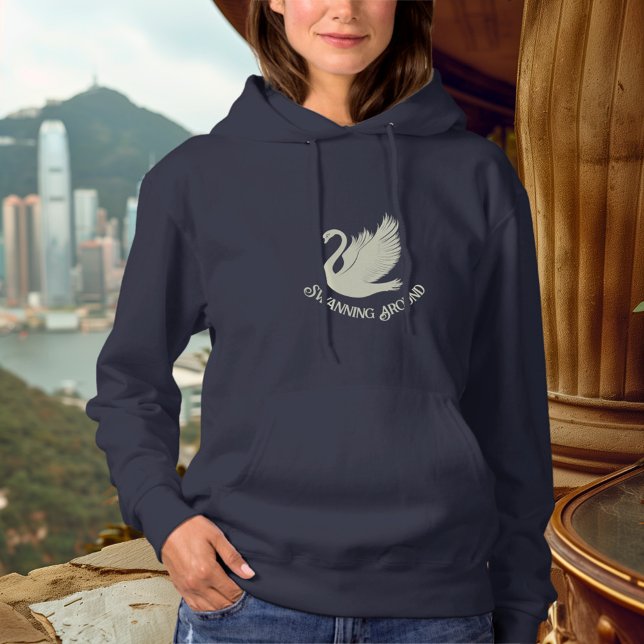 Swanning – Elegant Cream Swan Hoodie (Creator Uploaded)