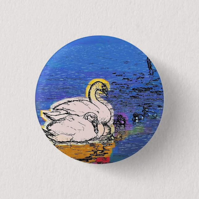 SWANS 3 CM ROUND BADGE (Front)