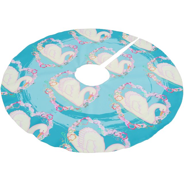 Swans 'a Swimming Brushed Polyester Tree Skirt (Angled)