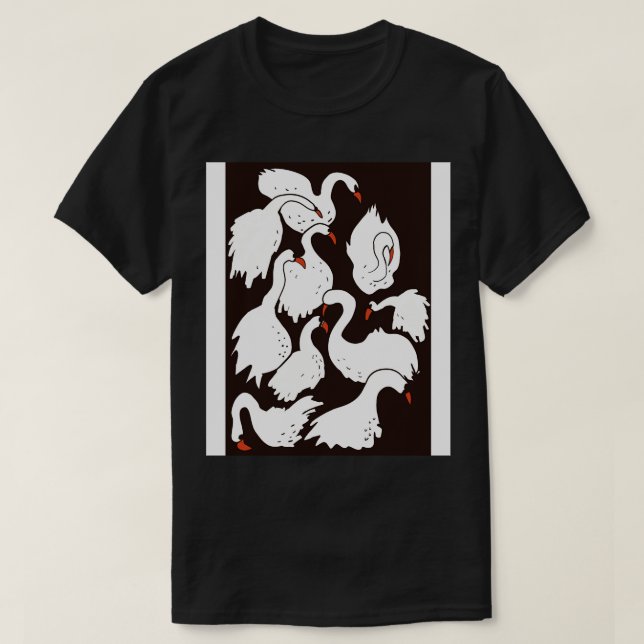 Swans against a dark background T-Shirt (Design Front)