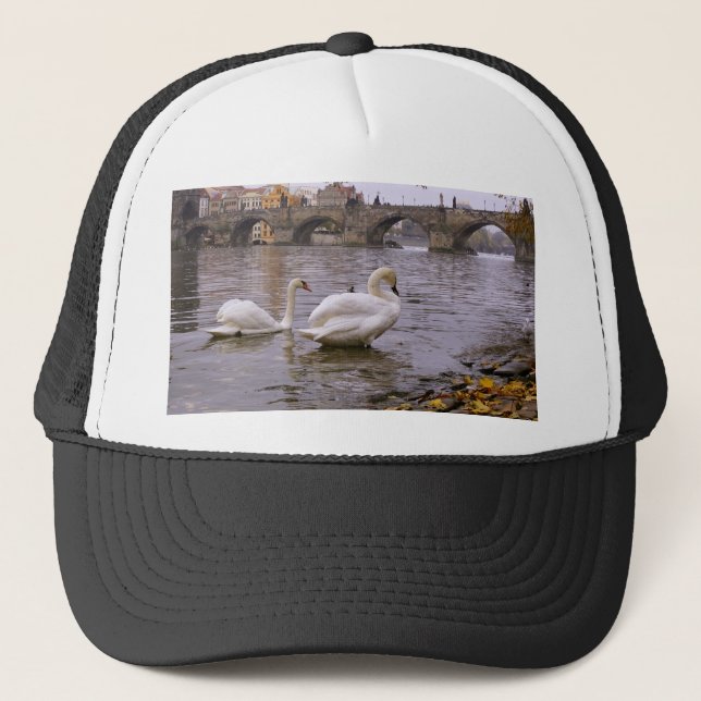 Swans and Charles bridge in Prague Trucker Hat (Front)