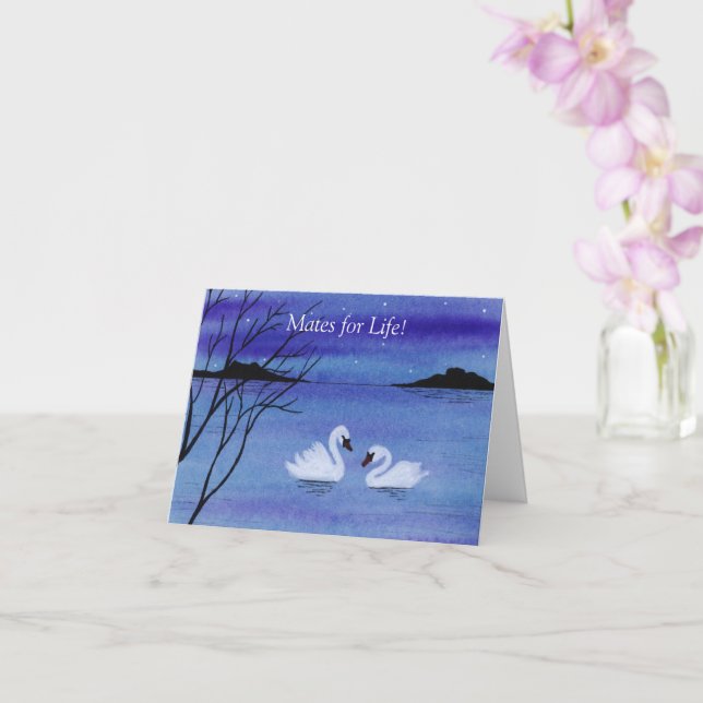 Swans Anniversary Card (Orchid)