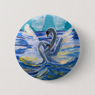 Swans "Art by Kids" 6 Cm Round Badge