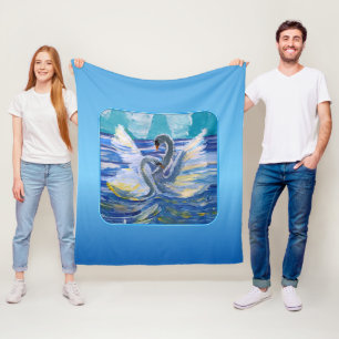 Swans "Art by Kids" Fleece Blanket