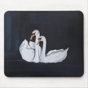 Swans at Night Painting by Alfred Fox Mouse Pad
