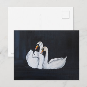 Swans at Night Painting by Alfred Fox Postcard