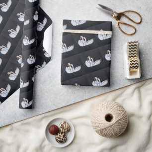 Swans at Night Painting by Alfred Fox Wrapping Paper