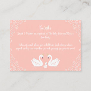 Swans Baby Shower Bird with Crown Co-Ed Peach Enclosure Card