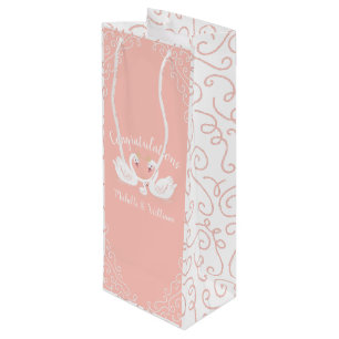 Swans Baby Shower Bird with Crown Co-Ed Peach Wine Gift Bag