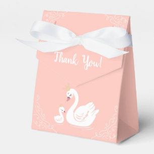 Swans Baby Shower Bird with Crown Theme Peach Favour Box