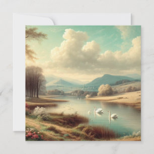 Swans by the Lake Birthday Invitation