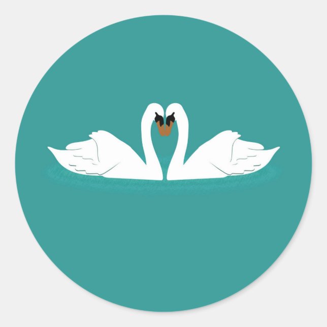 Swans couple on blue sticker (Front)