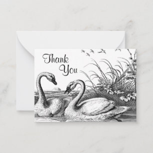 Swans Couple On Lake Thank You Card