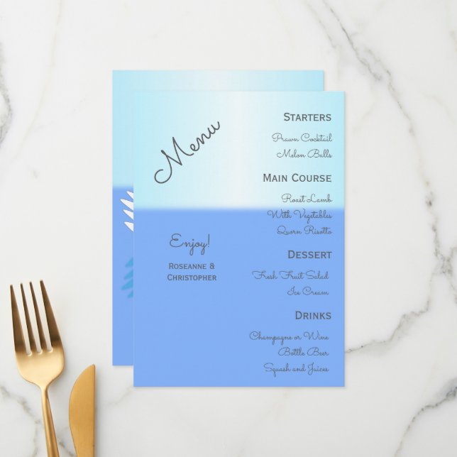 Swans Design Wedding Menu (Front/Back In Situ)