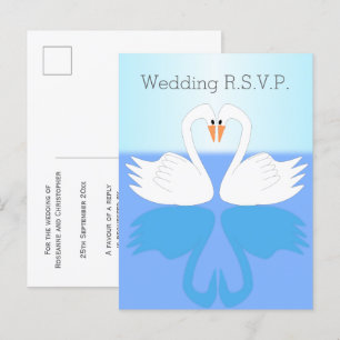 Swans Design Wedding RSVP Invitation Postcard