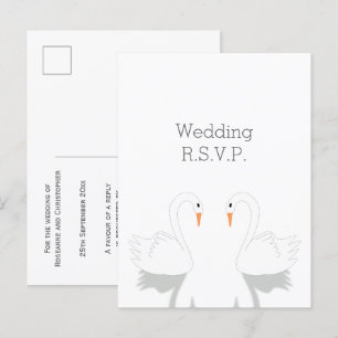 Swans Design Wedding RSVP Invitation Postcard