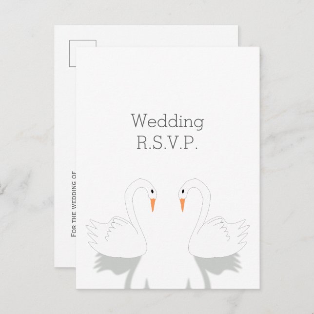 Swans Design Wedding RSVP Invitation Postcard (Front/Back)
