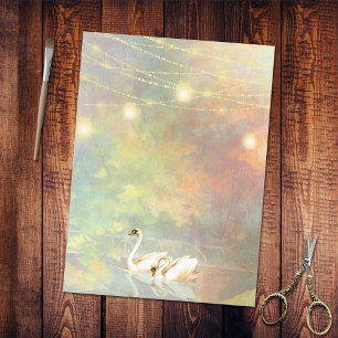 Swans Fall Lake Mason Jar String Lights Tissue Paper