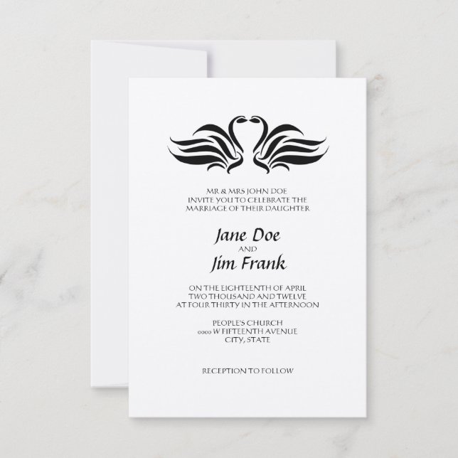 Swans Formal Wedding Invitation (Front)