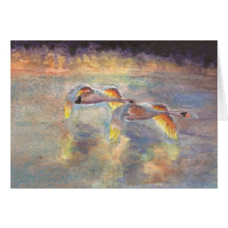 Swans Headed Home at Sunset