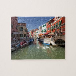 Swans in canal, Burano Island, Venice, Italy 2 Jigsaw Puzzle