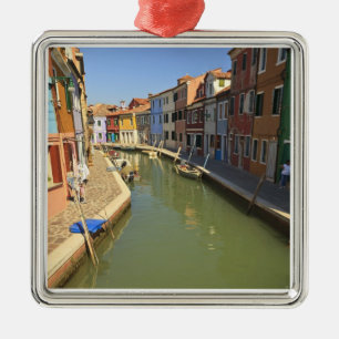 Swans in canal, Burano Island, Venice, Italy Metal Ornament
