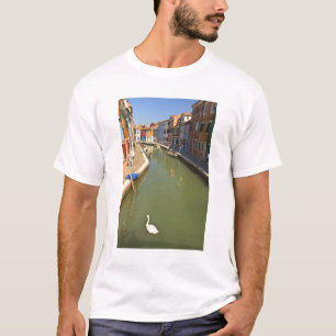 Swans in canal, Burano Island, Venice, Italy T-Shirt
