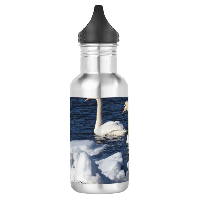 Swans in Icey River 710 Ml Water Bottle (Left)