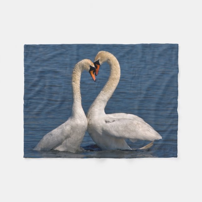 Swans in Love Fleece Blanket (Front (Horizontal))