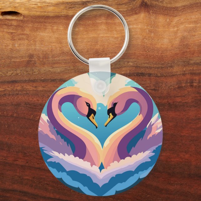 Swans In Love Key Ring (Back)