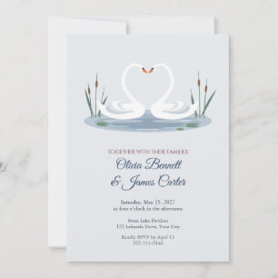 Swans in Love Lake Wedding Invitation