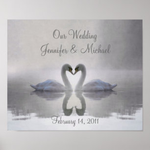 Swans in Love ~ Poster / Personalised Wedding