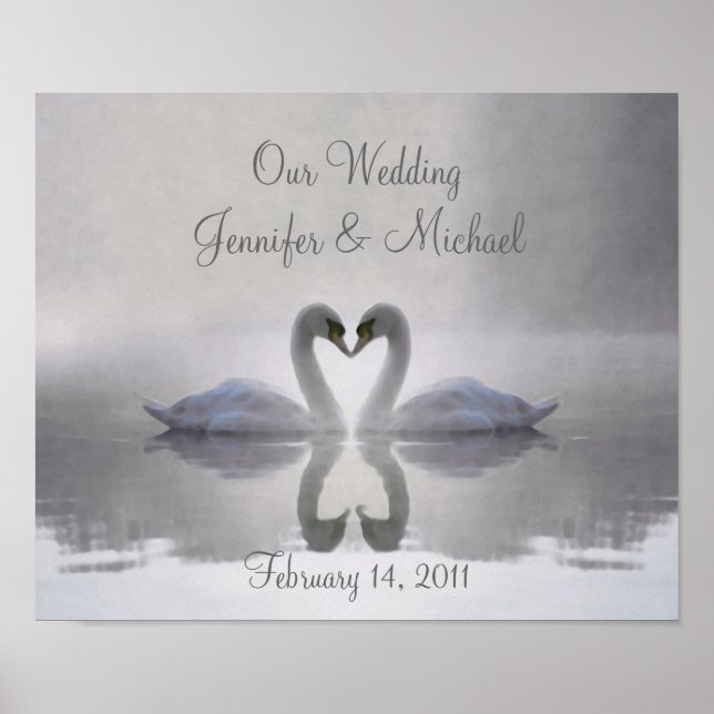 Swans in Love ~ Poster / Personalised Wedding (Front)