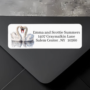 Swans in Love Watercolor Return Address Label