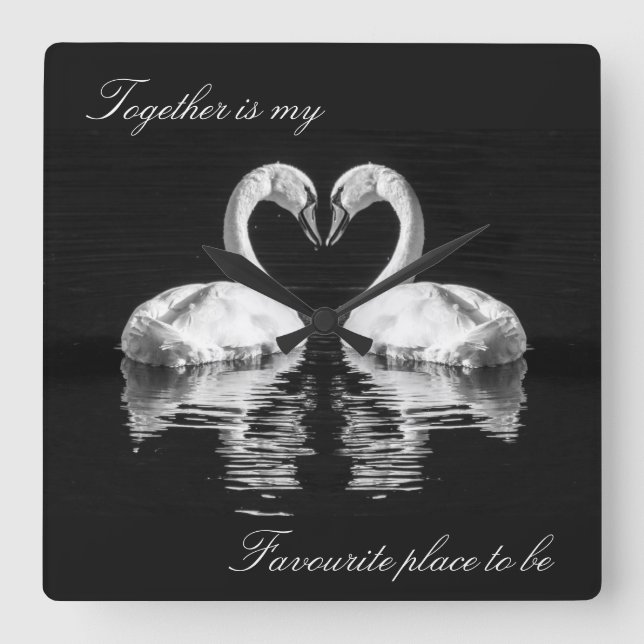 Swans in love wildlife clock (Front)