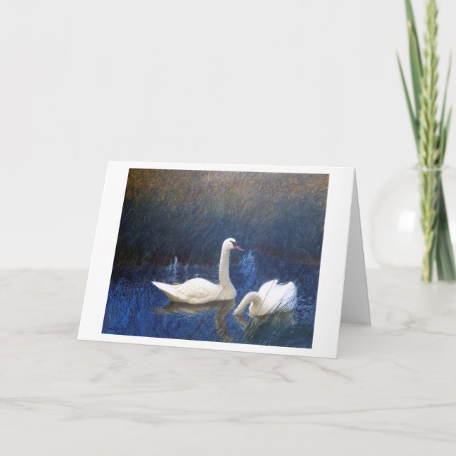 Swans in Reeds, Bruno Liljefors Card (Front)