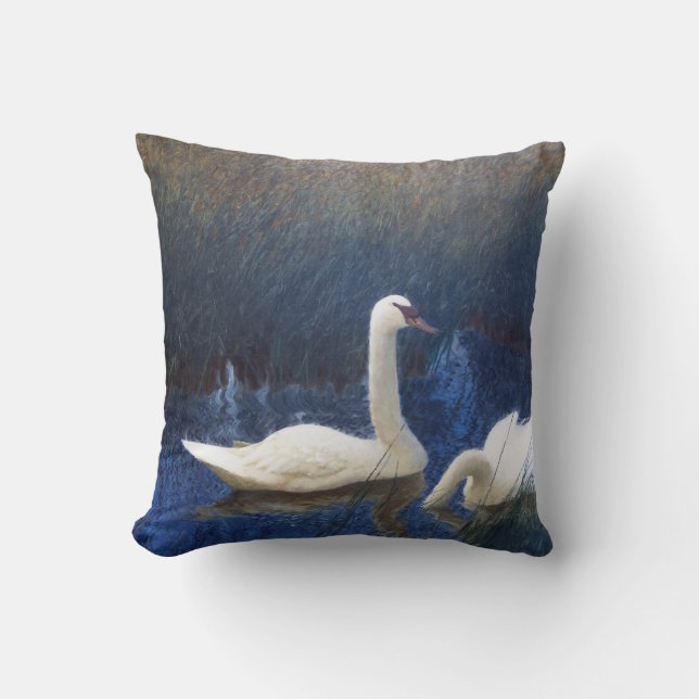 Swans in Reeds, Bruno Liljefors Cushion (Front)
