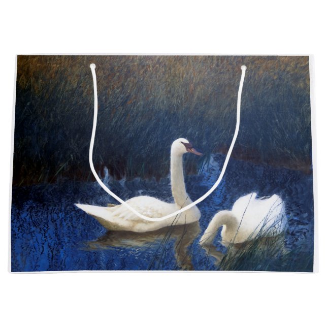 Swans in Reeds, Bruno Liljefors Large Gift Bag (Front)