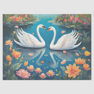 Swans' Love on a Lake Tissue Paper