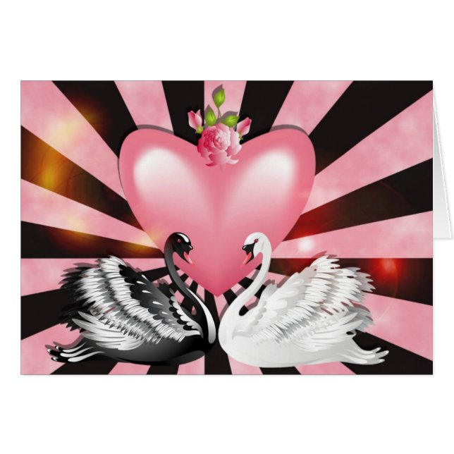 Swans of love greeting card (Front Horizontal)