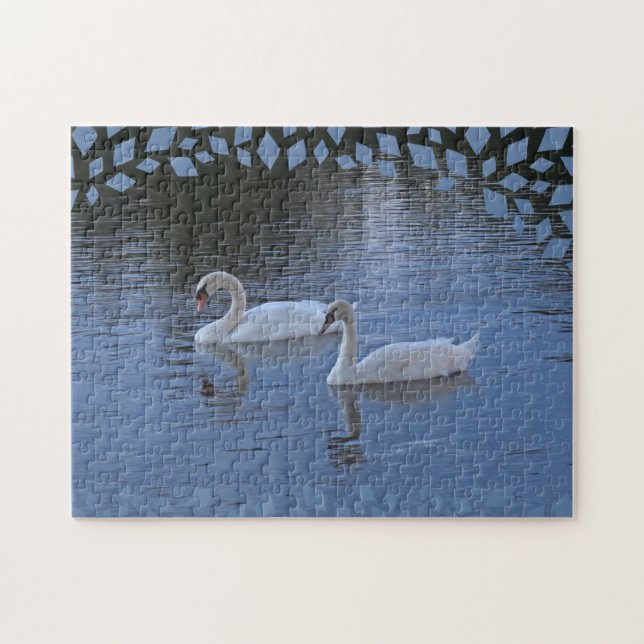 Swans on Blue Lake Puzzle (Horizontal)