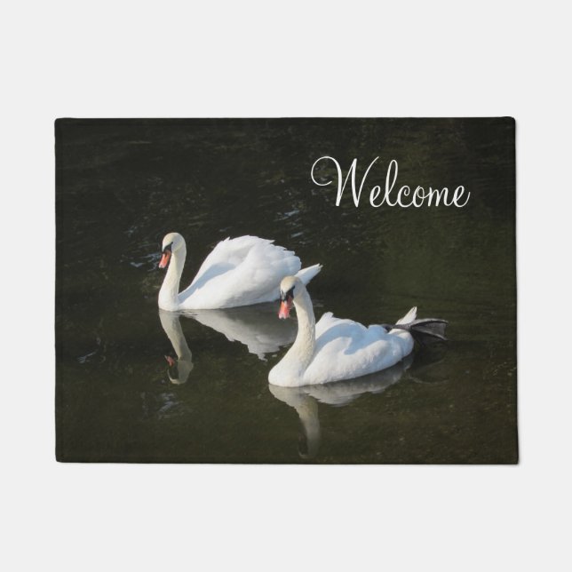 Swans on Lake Welcome Doormat (Front)