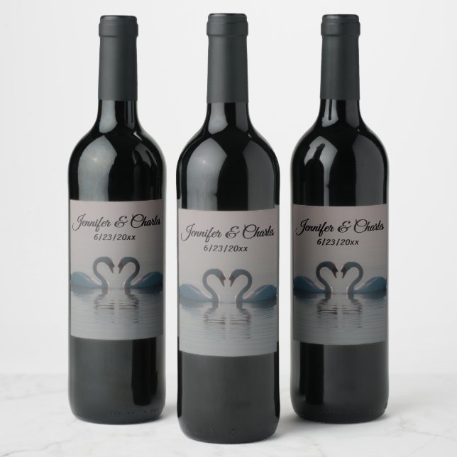  Swans on Lake Wine Label (Bottles)