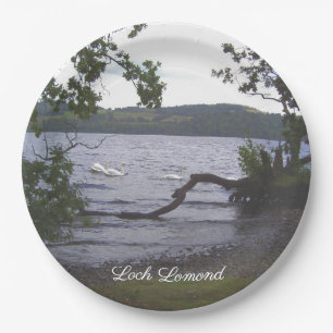Swans on Loch Lomond Paper Plate