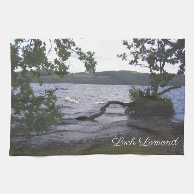 Swans on Loch Lomond Tea Towel (Horizontal)