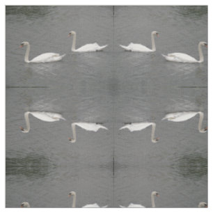 Swans on the River Patterned Animal Fabric