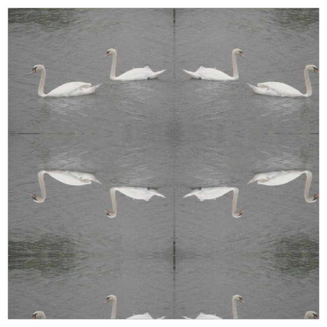 Swans on the River Patterned Animal Fabric (Swatch)